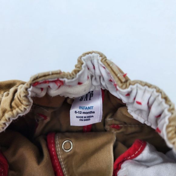 Baby Gap Boy's 6-12m Outfit White Top Khaki Brown Cargo Pants Safari 2 Piece Set - Picture 6 of 13